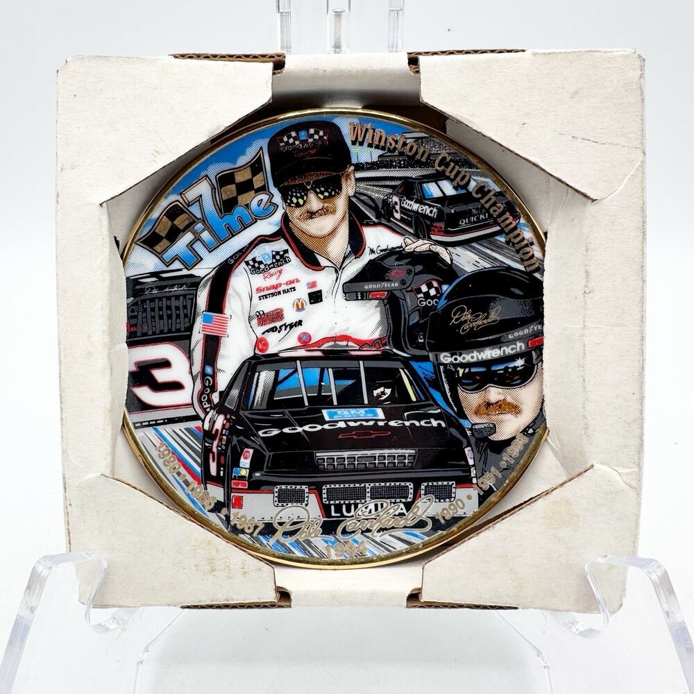 1995 Dale Earnhardt Collectible Commemorative 4" Plate 7 Time Winston Champion